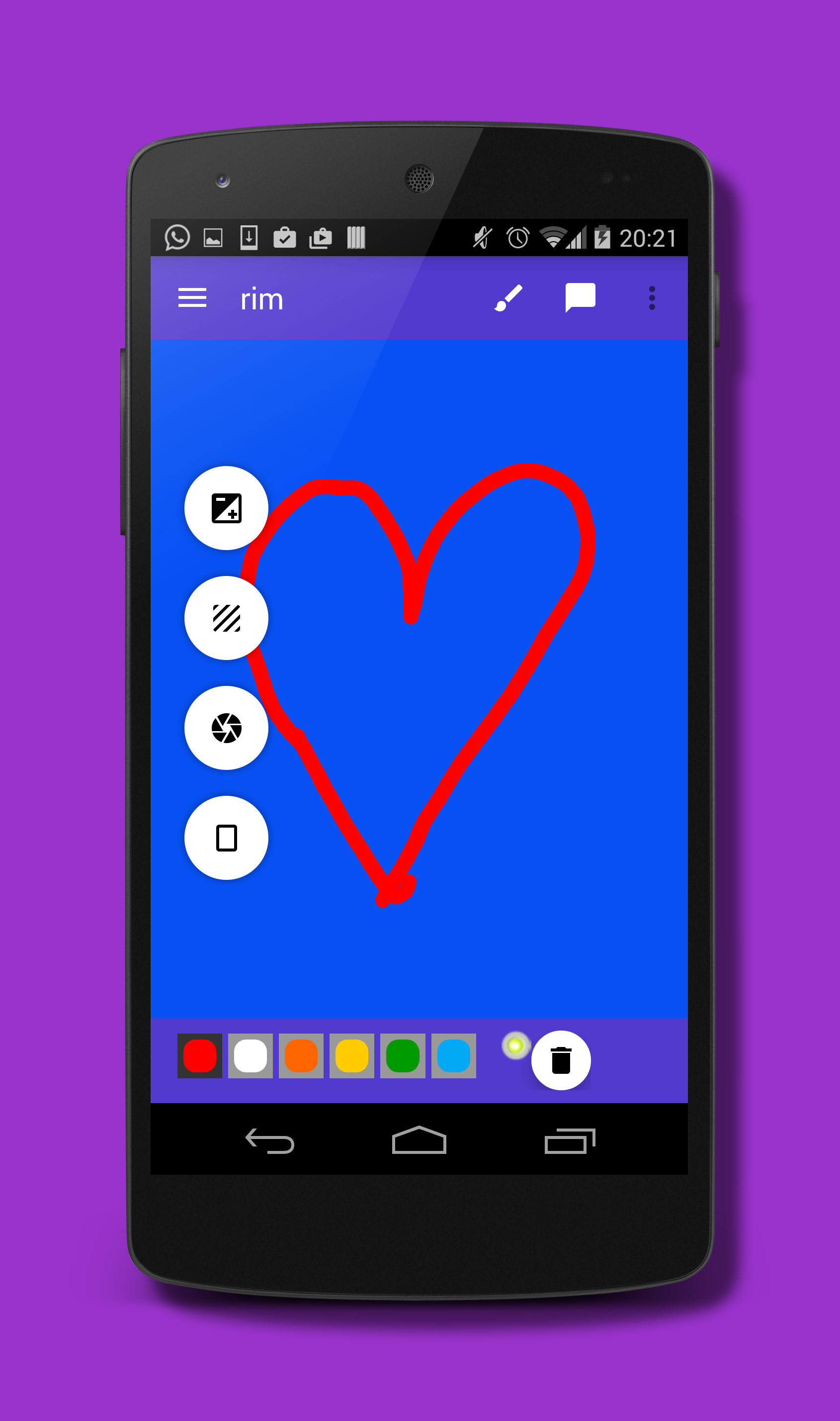 Paint Together canvas with a heart drawing, drawing-tool menu, and colour palette